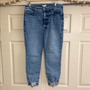 Good American Blue Ankle Cropped Jeans Relaxed Fit
